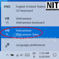Cách bật bộ gõ tiếng Việt Telex mặc định trong Windows 10