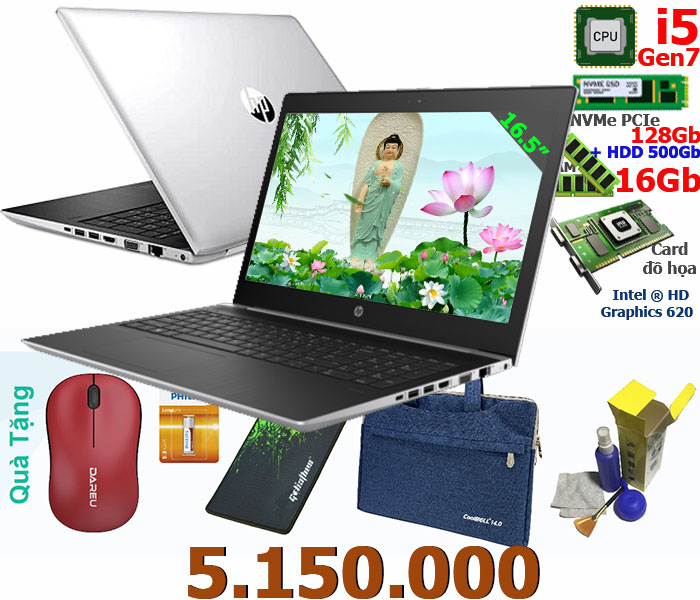 HP Nhật: i5 Gen 7 - Ram 16Gb - M2 128Gb + HDD 500Gb