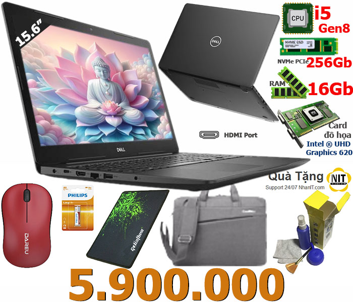 Dell Mỹ: i5 Gen  8 - Ram 16Gb - NVMe 256Gb LCD 15.6"