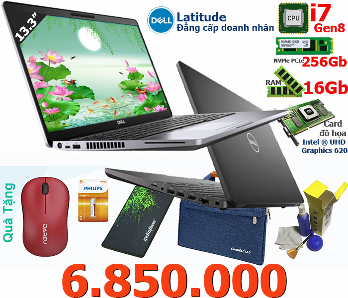 Dell Mỹ: i7 Gen 8 - Ram 16Gb - M2 256 - LCD 13inch