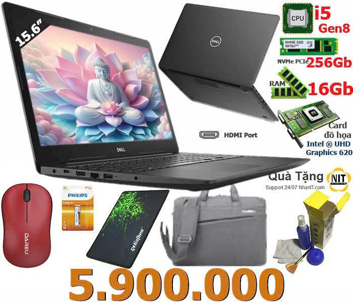 Dell Mỹ: i5 Gen 8 - Ram 16Gb - M2 256 - LCD 15.6inch